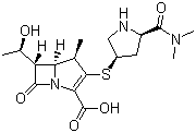 Meropenem, (4R,5S,6S)-3-[[(3S,5S)-5-(Dimethylcarbamoyl)pyrrolidin-3-yl]thio]-6-[(1R)-1-hydroxyethyl]-4-methyl-7-oxo-1-azabicyclo[3.2.0]hept-2-ene-2-carboxylic acid, CAS #: 119478-56-7