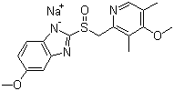 Omeprazole sodium, Sodium 5-methoxy-2-[(4-methoxy-3,5-dimethyl-pyridin-2-yl)methylsulfinyl]benzoimidazole, 5-Methoxy-2-(((4-methoxy-3,5-dimethyl-2-pyridinyl)methyl)sulfinyl)-1H-benzimidazole sodium salt, CAS #: 95510-70-6